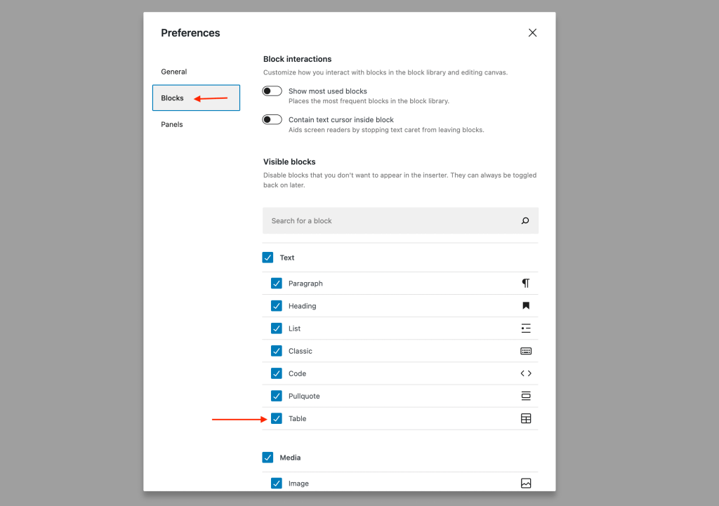 WordPress Gutenberg Editor Block Manager
